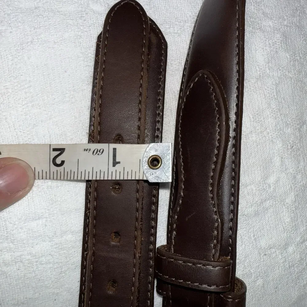 Leather Dark Brown Made In The USA Belt Brass Buckle Quiet Luxury Preppy Sz 44